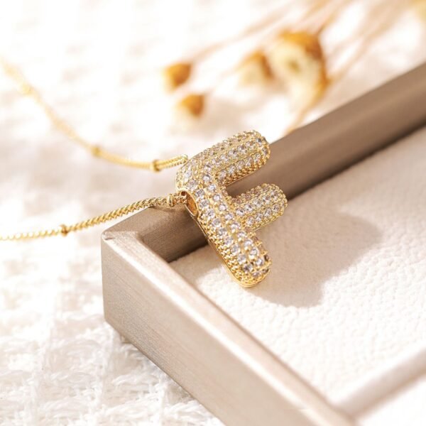 Copper-plated Gold Zircon Chubby Pendant Necklace - Image 9