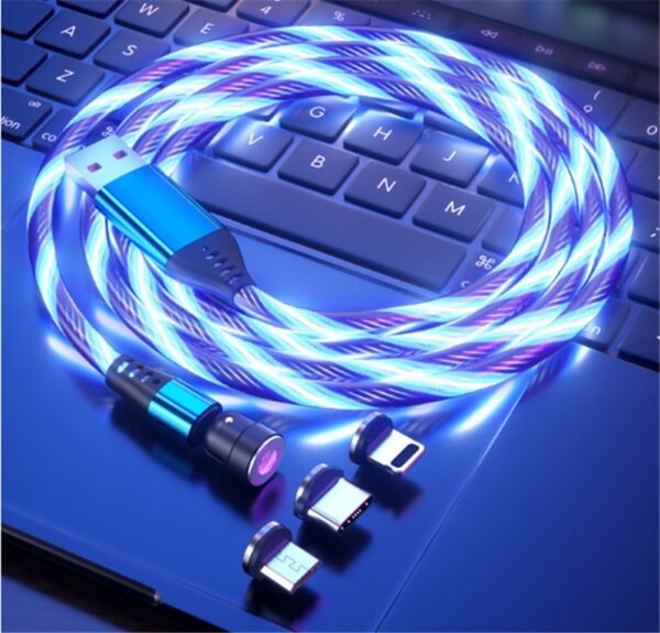 540 Rotate Luminous Magnetic Cable 3A Fast Charging Mobile Phone Charge Cable For LED Micro USB Type C For I Phone Cable - Image 6