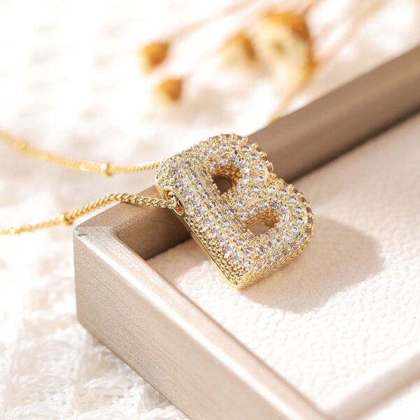 Copper-plated Gold Zircon Chubby Pendant Necklace - Image 5