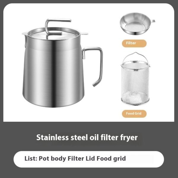 304 Stainless Steel Versatile Oil Filter Vessel Large Capacity With Filter Frying Basket Deep Fryer Separating Grease Separator - Image 2