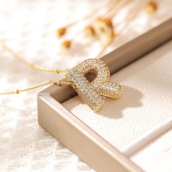 Copper-plated Gold Zircon Chubby Pendant Necklace - Image 10