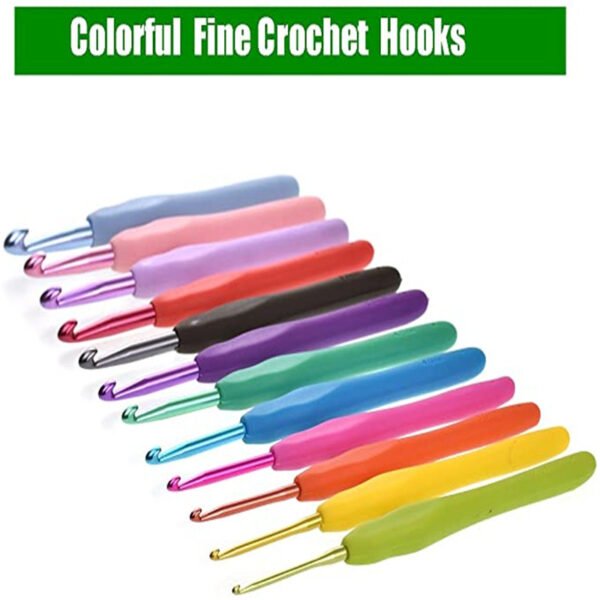 Crochet Knitting Tool Set 12 Color Head TPR Soft Handle Crochets - Image 2