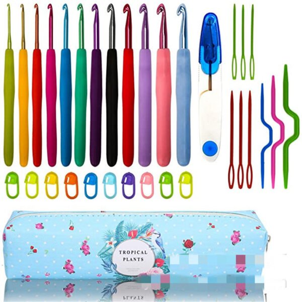 Crochet Knitting Tool Set 12 Color Head TPR Soft Handle Crochets - Image 6