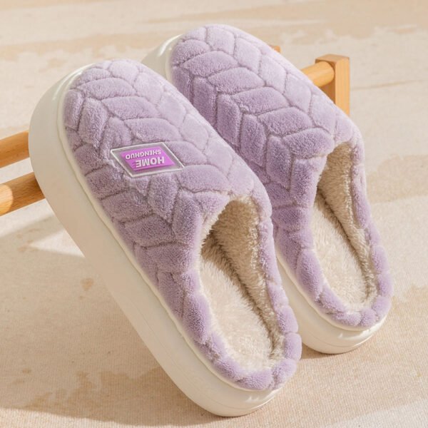 New Non-slip Thick-soled Plush Slippers Couple Winter Warm Home Slipper Indoor Fleece Shoes For Women Men - Image 4