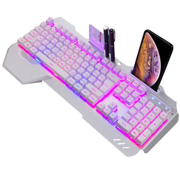 RGB Gaming Keyboard – Ergonomic Wired with Phone Slot - Image 9