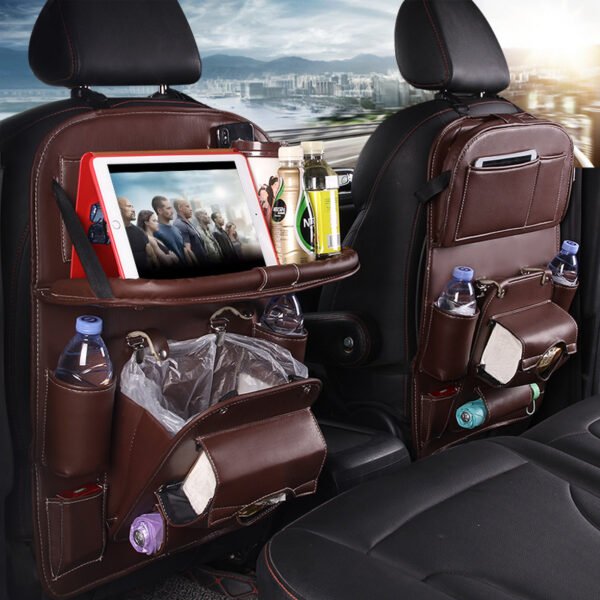 PU Leather Car Organizer – Waterproof Seat Back Hanging Bag