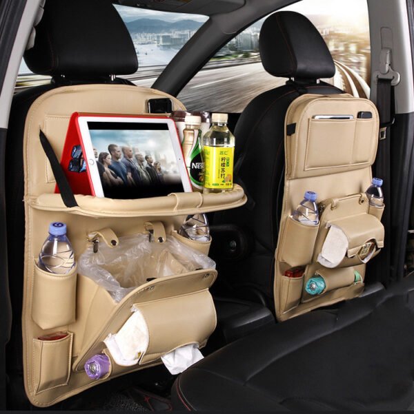 PU Leather Car Organizer – Waterproof Seat Back Hanging Bag - Image 4