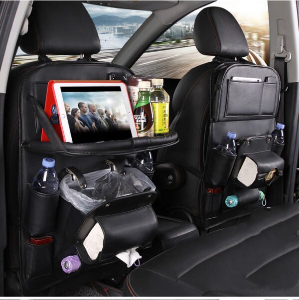 PU Leather Car Organizer – Waterproof Seat Back Hanging Bag - Image 3