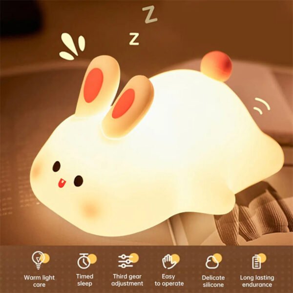Cute LED Rabbit Night Light – Touch Sensor & Silicone Design - Image 6