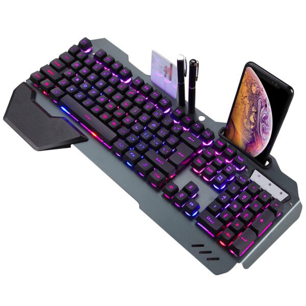 RGB Gaming Keyboard – Ergonomic Wired with Phone Slot - Image 4