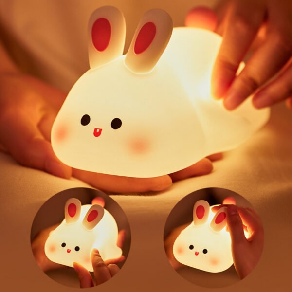 Cute LED Rabbit Night Light – Touch Sensor & Silicone Design - Image 2