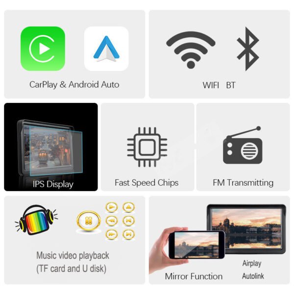 7'' Car Screen – Wireless CarPlay & Navigation Display - Image 4
