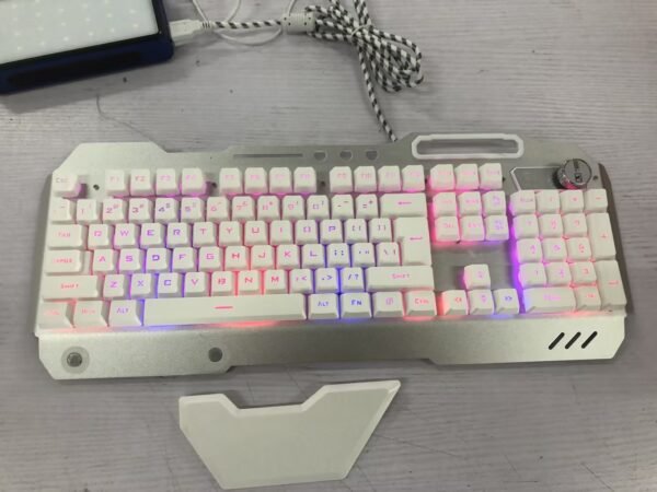 RGB Gaming Keyboard – Ergonomic Wired with Phone Slot - Image 8
