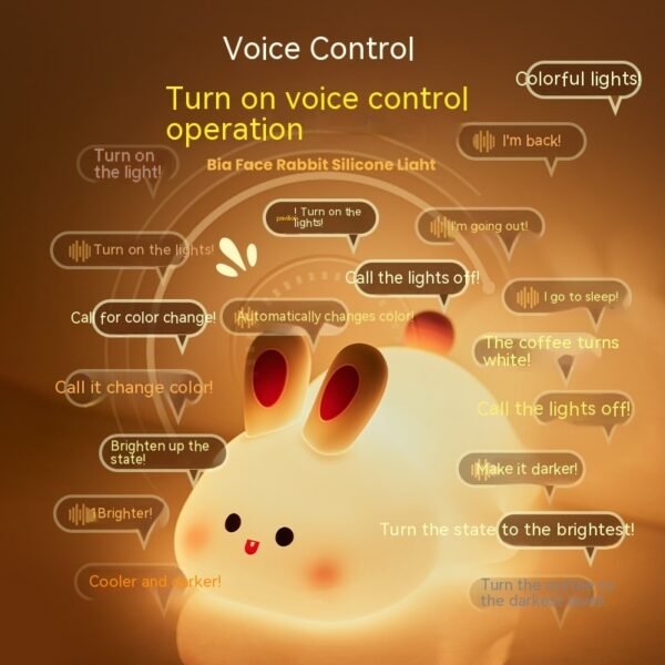Cute LED Rabbit Night Light – Touch Sensor & Silicone Design - Image 3