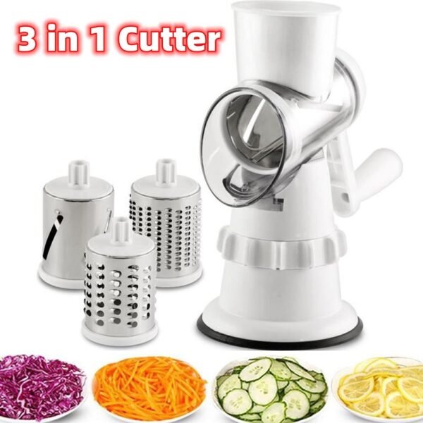 3-in-1 Vegetable Slicer – Manual Grater & Chopper for Kitchen