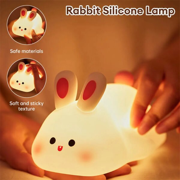 Cute LED Rabbit Night Light – Touch Sensor & Silicone Design - Image 10