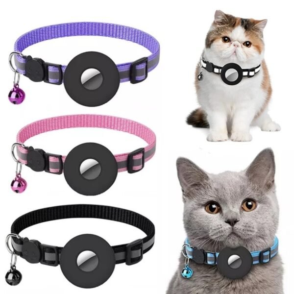 Reflective Waterproof Pet Collar with Airtag Holder – For Cats & Dog