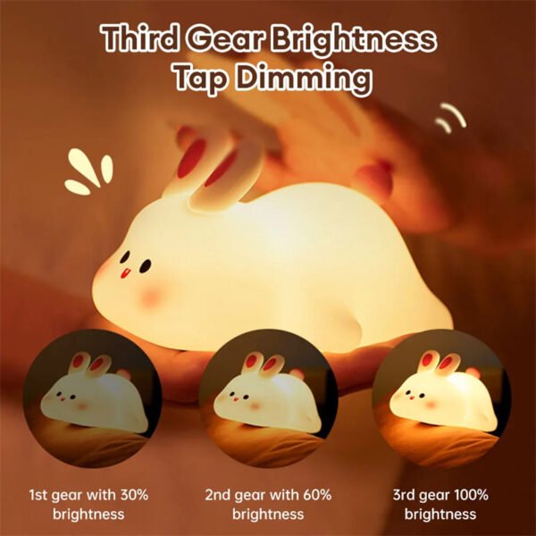 Cute LED Rabbit Night Light – Touch Sensor & Silicone Design - Image 9