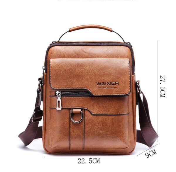 Men's PU Leather Messenger Bag – Retro Business Crossbody Backpack - Image 3