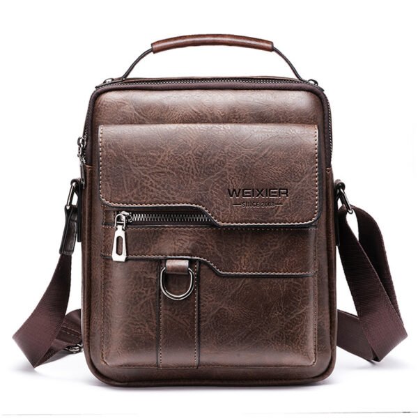 Men's PU Leather Messenger Bag – Retro Business Crossbody Backpack - Image 4