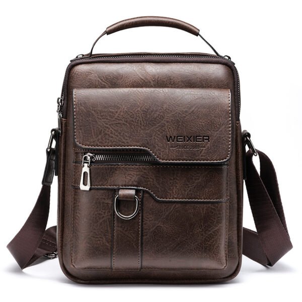 Men's PU Leather Messenger Bag – Retro Business Crossbody Backpack - Image 2